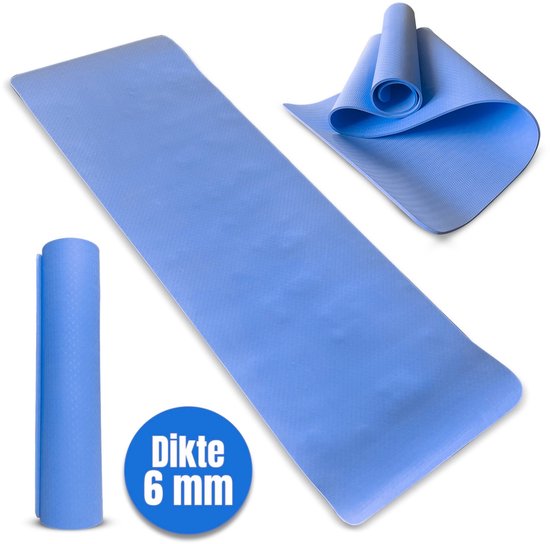 Padisport TPE Yogamat Blauw – Pilates Mat – Yoga Mat Anti Slip - Pilatesmat - Yogamat - Fitnessmat van Padisport