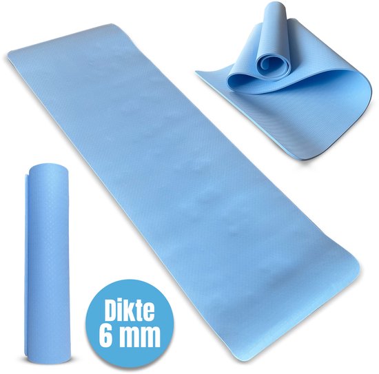 Padisport TPE Yogamat Licht Blauw – Pilates Mat – Yoga Mat Anti Slip - Yogamat - Fitnessmat van Padisport