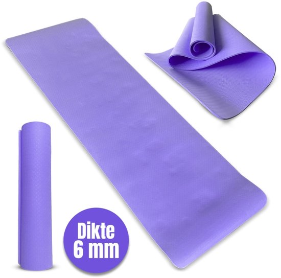 Padisport TPE Yogamat Lila – Pilates Mat – Yoga Mat Anti Slip - Pilatesmat - Yogamat - Fitnessmat van Padisport