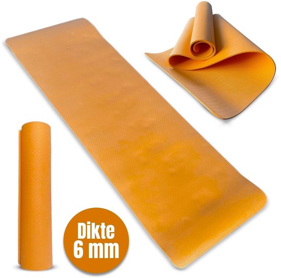 Padisport TPE Yogamat Oranje – Pilates Mat – Yoga Mat Anti Slip - Pilatesmat - Yogamat - Fitnessmat van Padisport