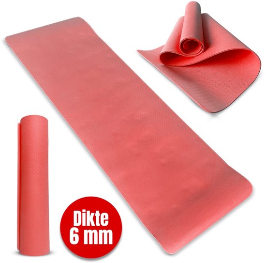 Padisport TPE Yogamat Rood – Pilates Mat – Yoga Mat Anti Slip - Pilatesmat - Yogamat - Fitnessmat van Padisport