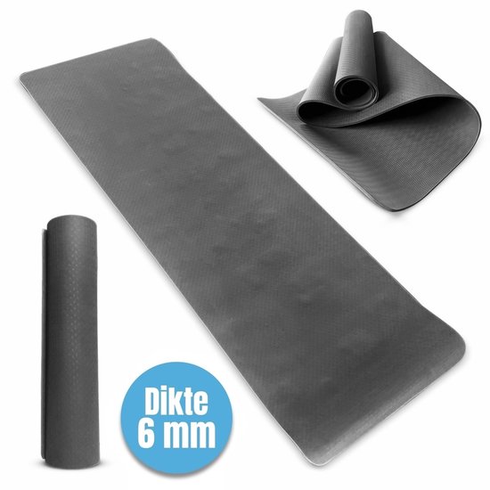 Padisport TPE Yogamat Zwart – Pilates Mat – Yoga Mat Anti Slip - Pilatesmat - Yogamat - Fitnessmat van Merkloos