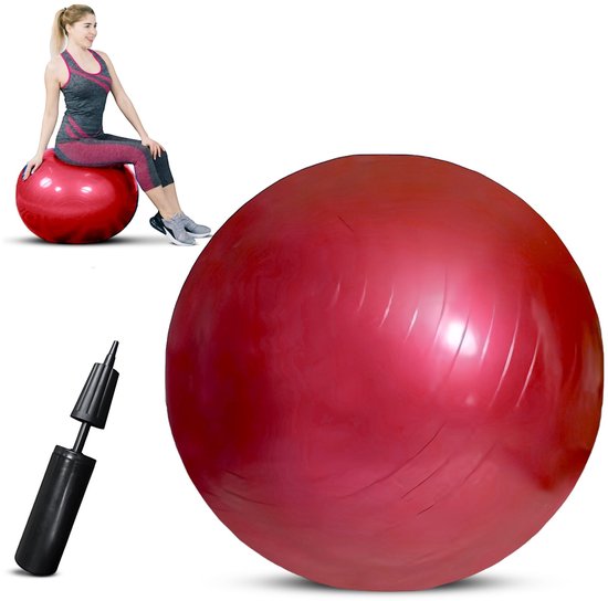 Padisport - Yoga bal - 45 cm - zwangerschapsbal - yoga bal inclusief pomp - fitnessbal - pilates bal - yoga bal rood - yoga bal 45 cm - yoga - fitness - rood van Padisport