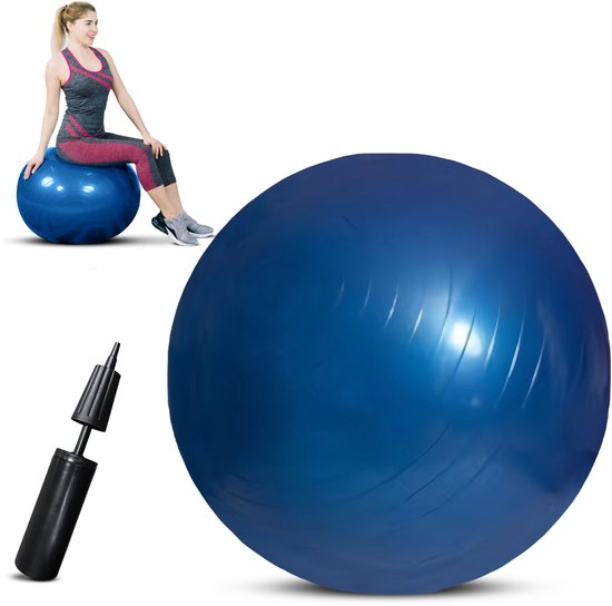 Padisport - Yoga bal - 55 cm - zwangerschapsbal - yoga bal inclusief pomp - fitnessbal - pilates bal - yoga bal blauw - yoga bal 55 cm - yoga - fitness - blauw