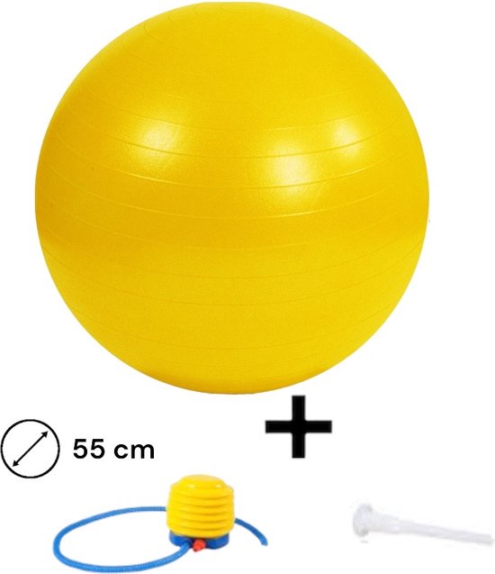 Padisport - Yoga Bal - 55 Cm - Zwangerschapsbal - Yoga Bal Inclusief Pomp - Fitnessbal - Pilates Bal - Yoga Bal Geel - Yoga Bal 55 Cm - Yoga - Fitness - Geel van Padisport