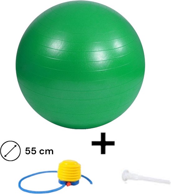 Padisport - Yoga Bal - 55 Cm - Zwangerschapsbal - Yoga Bal Inclusief Pomp - Fitnessbal - Pilates Bal - Yoga Bal Groen - Yoga Bal 55 Cm - Yoga - Fitness - Groen van Padisport