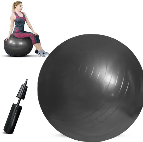 Padisport - Yoga bal - 65 cm - zwangerschapsbal - yoga bal inclusief pomp - fitnessbal - pilates bal - yoga bal zilver - yoga bal 65 cm - yoga - fitness - zilver van Padisport