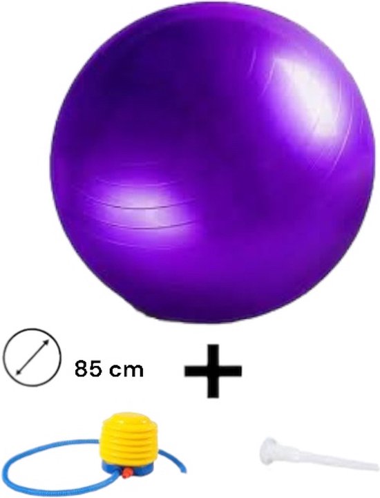 Padisport - Yoga Bal - 85 Cm - Zwangerschapsbal - Yoga Bal Inclusief Pomp - Fitnessbal - Pilates Bal - Yoga Bal Paars - Yoga Bal 85 Cm - Yoga - Fitness - Paars van Padisport