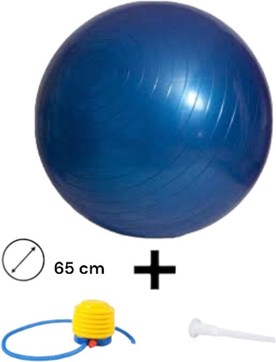 Padisport Yoga Bal Blauw 65 Cm- Fitnessbal 65 Cm - Zitbal 65 Cm - Zwangerschapsbal - Fysio Bal - Yoga Bal Inclusief Pomp - Fitnessbal - Pilates Bal - Yoga Bal Blauw - Yoga Bal 65 Cm - Yoga Bal - Fitness - Blauw van Padisport