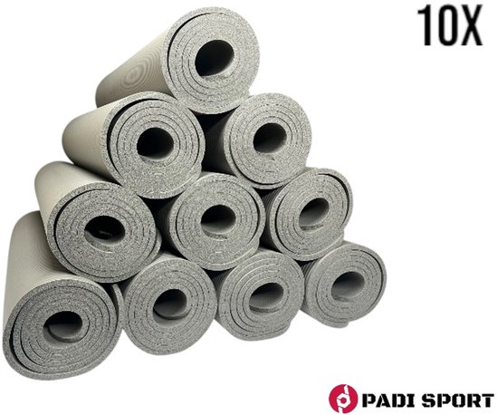 Padisport Yoga Mat Grijs 10x - Yoga Mat Extra Dik - Pilates Mat - Dikke Yogamat - Yoga Mat Anti Slip van Merkloos