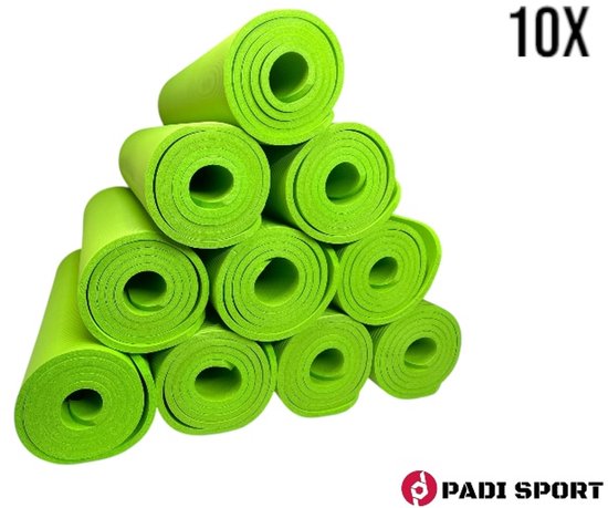 Padisport Yoga Mat Groen 10x - Yoga Mat Extra Dik - Pilates Mat - Dikke Yogamat - Yoga Mat Anti Slip van Merkloos