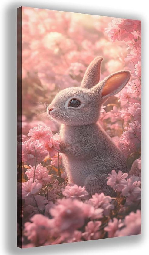 Painting Y1058Z Bloemenmotief, konijntje Diamond Painting volwassenen, groot formaat 70 x 140 cm, ronde strassteentjes, canvas, diamant, kristallen kunst, schilderij met complete set voor