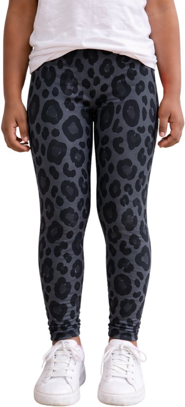 Panterprint meisjes legging zwart/grijs - Kinderlegging - Positive Pants - 122/128