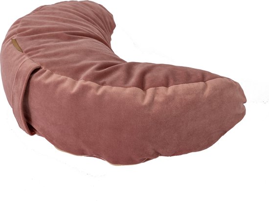 Pierre Sports Halve Maan Meditatiekussen - Magnolia Roze - Gevuld met Kapok - 22x40x12cm