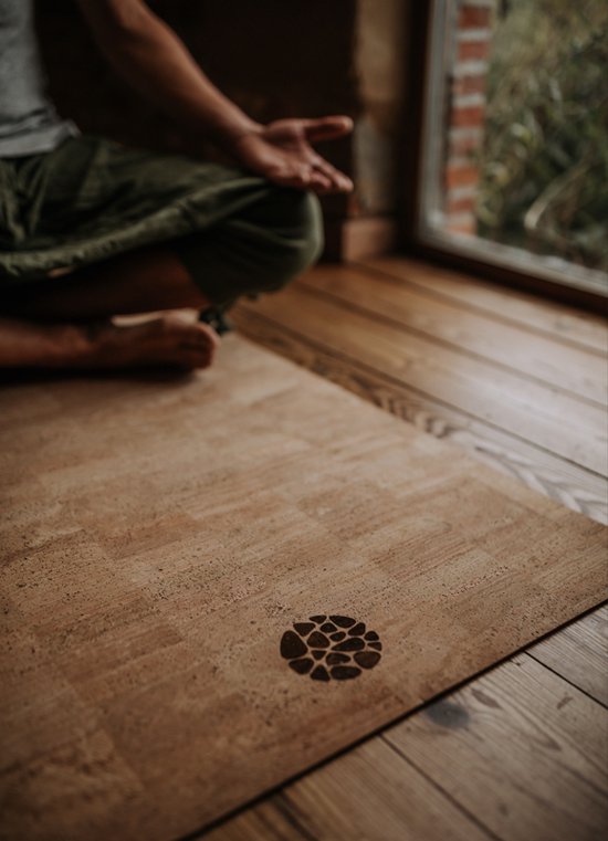 Pierre Sports - Yoga Mat Eagle - Kurk en Recycled Rubber - Duurzaam - Extra Dikte 5mm - Anti Slip - Yoga en Pilates - 183 x 65cm van Merkloos