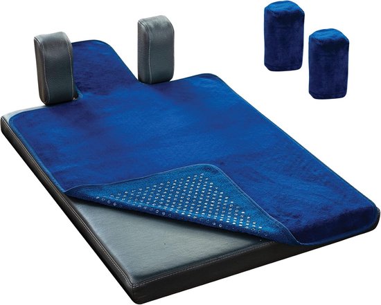Pilates Mat Handdoek - Antislip Yogamat - Comfortabele Training - Inclusief Schouderblok Covers - 2 Stuks - Marineblauw
