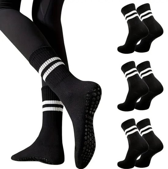Pilates sokken - Anti Slip Sokken - Yoga Sokken - Set van 3 Stuks Sport sokken - One Size Fits All - Dames Sokken van Merkloos
