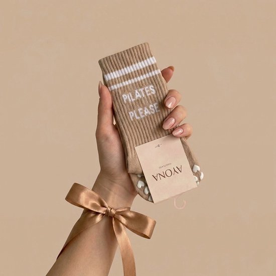 Pilates Sokken Beige - Dames hoge Pilates antislip sokken - Yoga Pilates Sokken met Grip - Antislip Katoenen Sokken - Yoga Sokken - Antislip sokken - Reformer Pilates