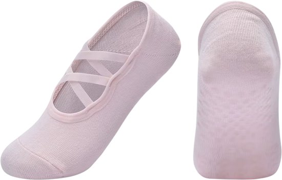 Pilates Sokken Dames Antislip – Grip Sokken van Katoen voor Yoga, Fitness, Ballet & Workout Backless -maat 35-40 - Roze
