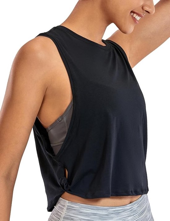 Pima Cotton Workout Tank Crop Top - Mouwloos Sportshirt voor Dames