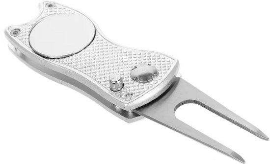 Pitchfork - Pitch fork - Golftool - Met magnetische marker - Golfgadget - Zilverkleurig - Golfen - Opvouwbaar - RVS - CHPN van CHPN