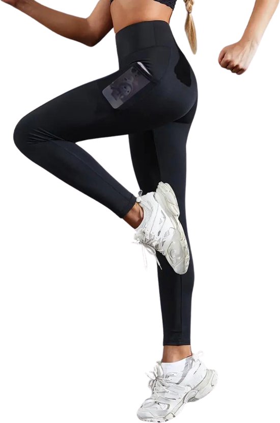 Pocket Legging - Dames - Sportbroek - Sportlegging - Zwart - met doorzichtige zakken - Gaas Zakken - Comfortabel - Aansluitend - High Waist van Merkloos