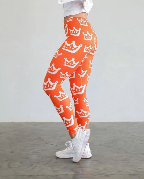 Positive Pants - Oranje Dames Legging - Koningsdag - Festival Outfit - Stretch & Comfort - XS/S/M van The Fappy Store