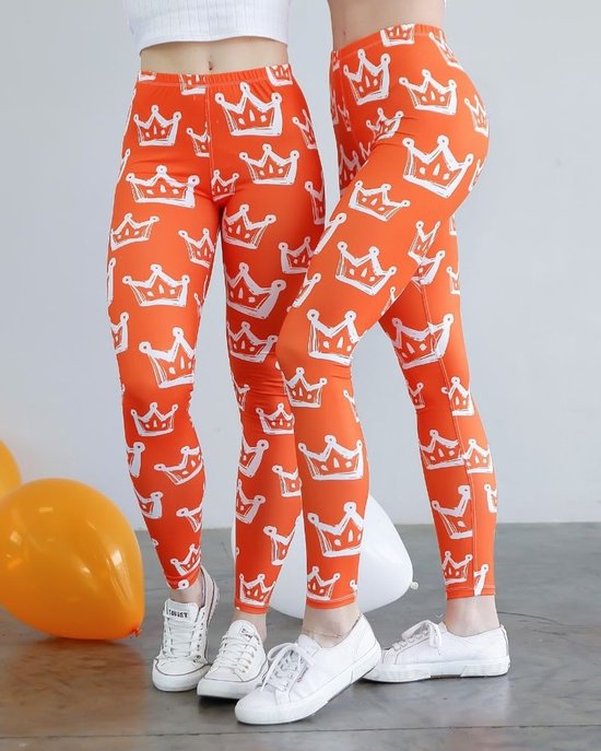 Positive Pants - Oranje Kinder Legging | Koningsdag & Festival Outfit | Stretch & Comfort | Kleuter (maat 122-128) van Positive Pants