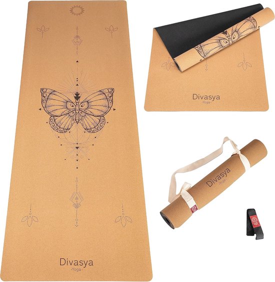 Premium antislip yogamat van kurk en natuurlijk rubber - Duurzaam en comfortabel (183 x 66 x 0,4 cm)