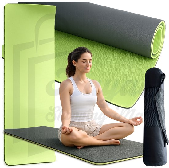 Premium Groene Yoga Mat 60×183×0,6 cm – Comfortabele Antislip Oefenmat – 84312 van Merkloos