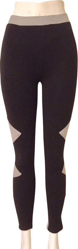 Premium Kwaliteit Dames Fitness Broek / Legging - Stretch - Zwart-Grijs - S/M van premium