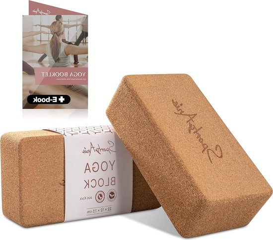 Premium Yoga Block Set van 2 van natuurkurk voor yoga en pilates - antislip en duurzaam van Merkloos