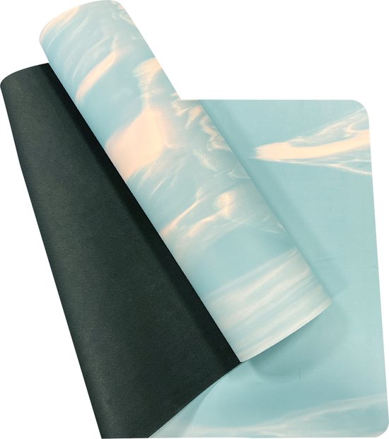 Premium Yoga Mat - Natuurlijk rubber - Fitness mat - Anti slip - Extra Dik - Extra breed - Yoga lessen - blauw - 5mm van Swayy