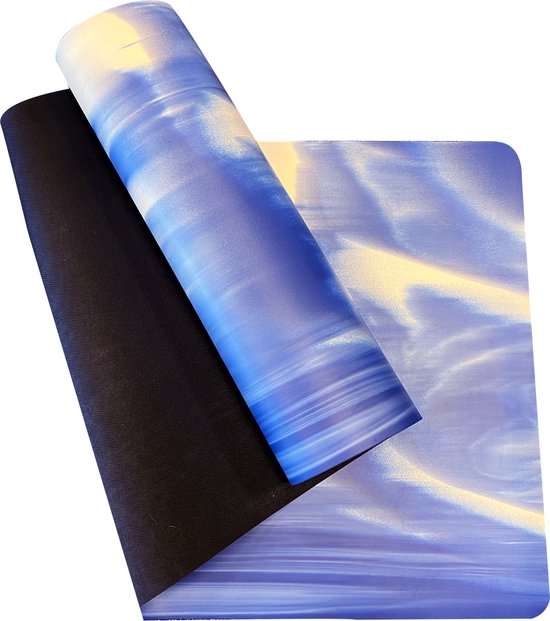 Premium Yoga Mat - Natuurlijk rubber - Fitness mat - Anti slip - Extra Dik - Extra breed - Yoga lessen - marine - 5mm van Merkloos