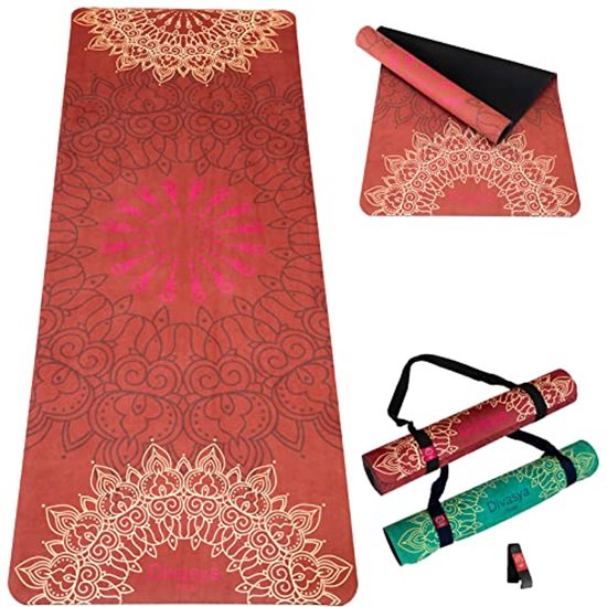 Premium yoga mat van natuurlijk rubber – extra breed, extra dik, antislip en zacht microvezel van premium
