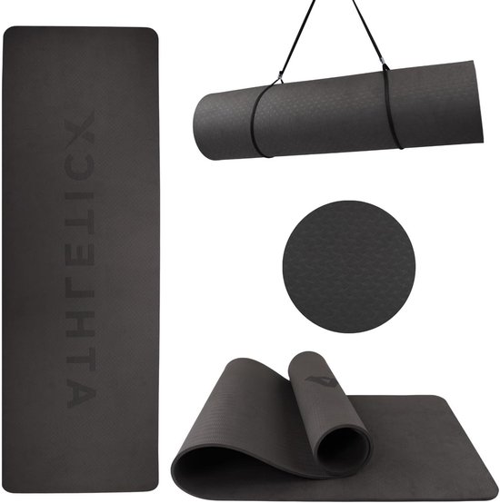 Premium Yogamat - Fitnessmat Pilates - Comfortabel Trainen - Extra Dikke Demping - 183x61cm - Zwart
