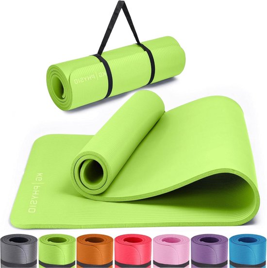 Premium yogamat gymnastiekmat fitnessmat trainingsmat met schouderriem - 183 x 60 x 1 cm van premium