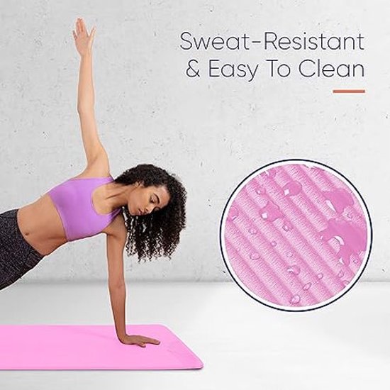 Premium yogamat, gymnastiekmat, fitnessmat, trainingsmat of thuis met schouderriem 183 x 60 x 1 cm van Topzus.