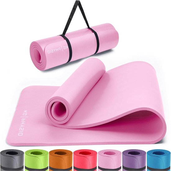 Premium yogamat met schouderriem - 183 x 60 x 1 cm - voor gymnastiek en fitness Yogamat van Merkloos