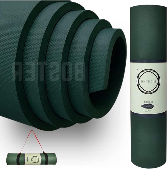 Premium Yogamat - Oefenmat Fitness - Thuis Sporten - Extra Dik Schuim - 180 cm Lang - Bos Groen van premium