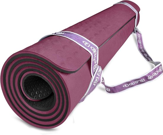Premium Yogamat - Oefenmat Fitnessmat - Comfortabel Sporten - Extra Dik En Breed - 10 mm Dikte - Wijn Zwart