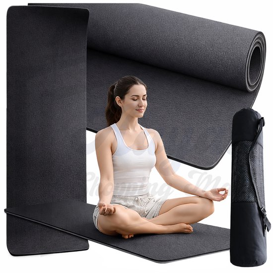 Premium Zwarte Yoga Mat 60×183×0,6 cm – Antislip Fitness & Oefenmat – 84299 van Merkloos