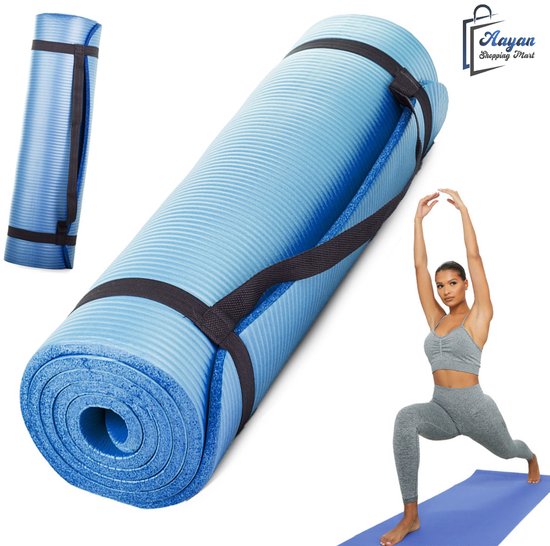 Professionele yoga mat 180x60 cm – dikke, duurzame, antislip fitnessmat met draagriem– yogamatten – sportmat – yoga mat extra dik – yogamat antislip - 12018 van Merkloos
