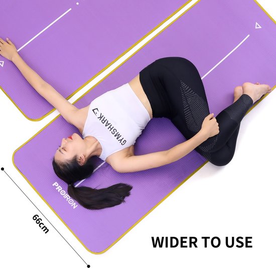 PROIRON NBR Yogamat - 183 x 66 cm - 10 mm dik - Verstevigde randen - Paars/Geel van Proiron