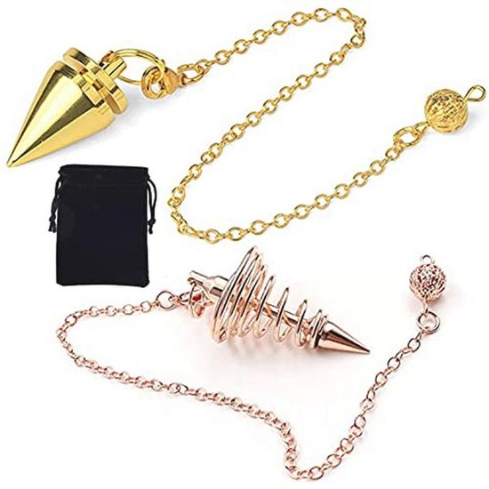 Puntige koperen slinger esoterie kegel pendulum voor reiki-genezing en energetische therapie (roségoud, goud)