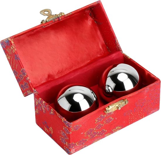 Qi Gong ballen - Klankballen Meditatie - Ontspanning Vingerbeweging - Zacht Glijdende Beweging - 38 mm - Zilver