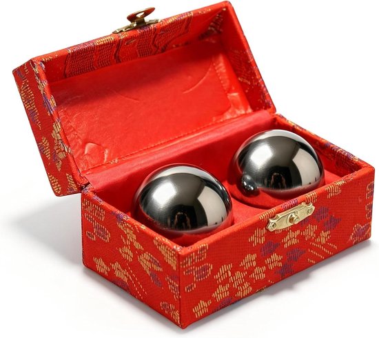 Qi Gong ballen - Klankballen meditatiebal - Ontspanning handtraining - Harmonisch klankspel - 38 mm - Zilver