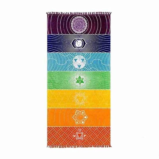 QTTVBTNA -Yoga Meditatiekleed met Chakra Ontwerp – Zacht, Sneldrogend & Multifunctioneel Wandtapijt 150×75cm