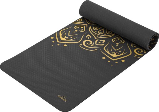 Queenfit® Yogamat 0,5cm - 180x61cm - Yoga Mat voor Pilates, Yoga & Fitness - Antislip - Mandala van Queenfit