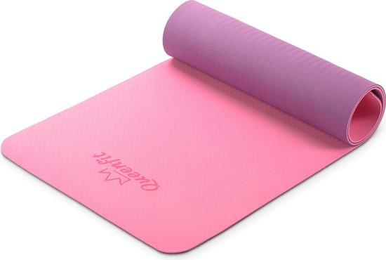 Queenfit® Yogamat 0,6cm - 181x61cm - Trainingsmat voor Pilates, Yoga & Fitness - Antislip Yoga Mat - Waterdicht van Merkloos